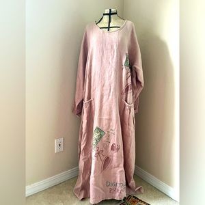 Blue Fish hand painted linen gown NWOT